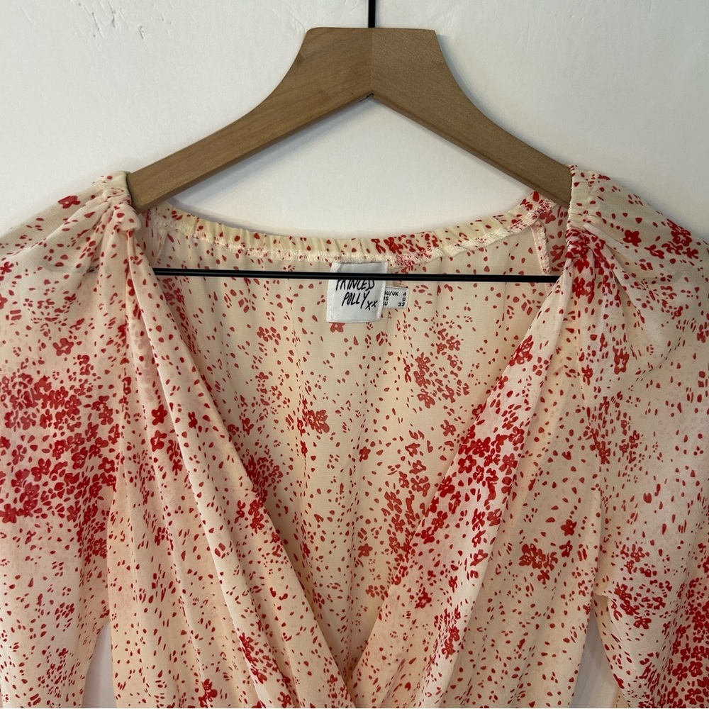 Princess Polly Cream and Red Floral Altona Mini Dress, Size 0 - Picture 5 of 11